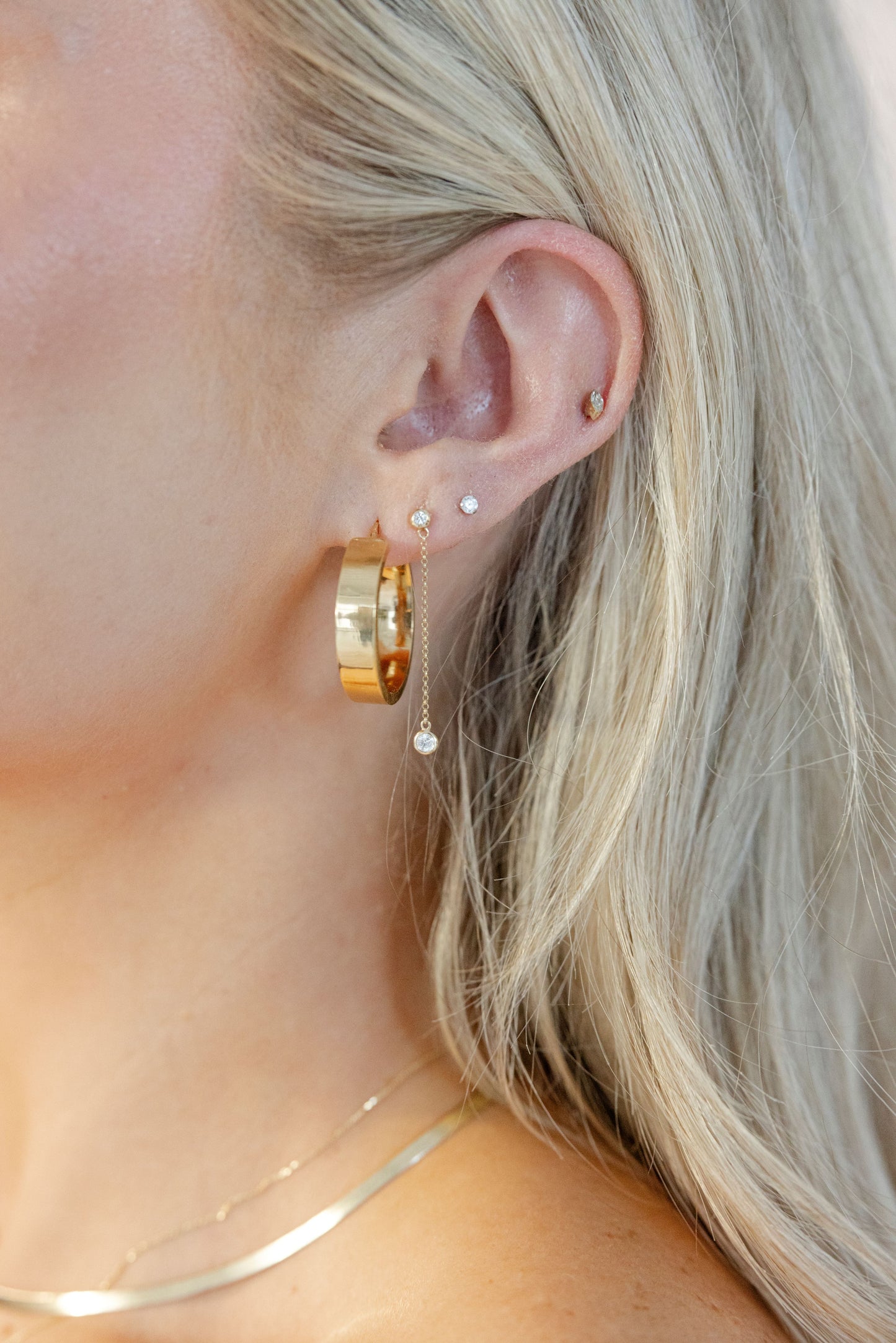 Chain Earrings with Diamonds
